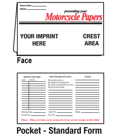 Motorcycle Papers Document Folder
