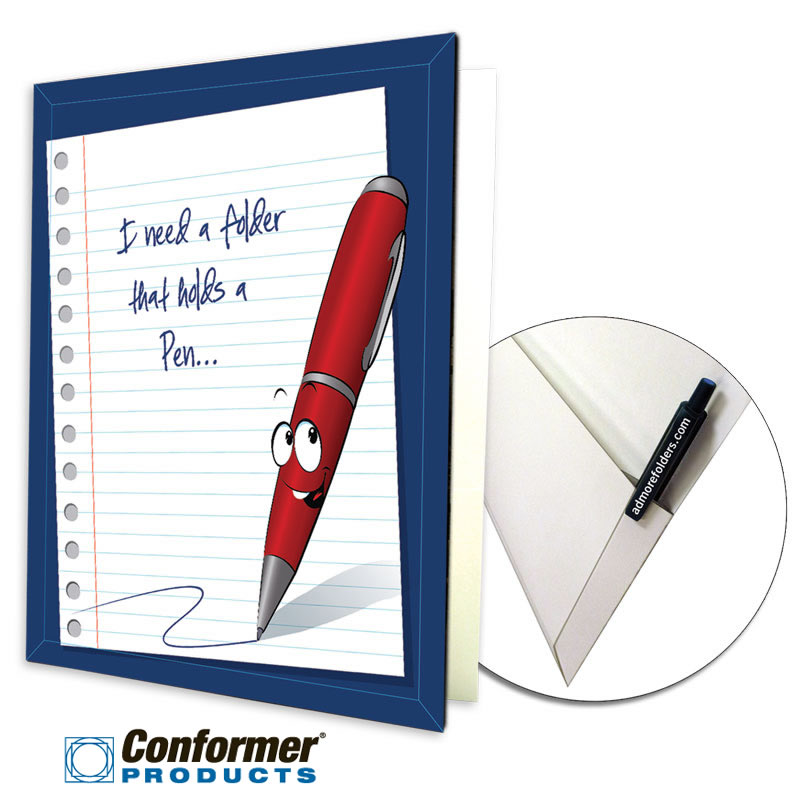 08-65-CON-PEN Folder with Built-in Pen Holder - Holds up to 3/8" per Pocket