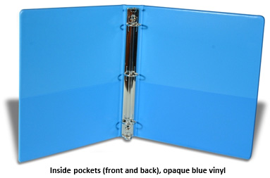 Inside pockets blue binder